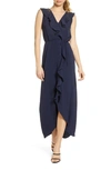 FRAICHE BY J RUFFLE FAUX WRAP MAXI DRESS,FD 2770