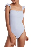 MADEWELL SECOND WAVE RIBBED RUFFLE-STRAP ONE-PIECE SWIMSUIT,L0268