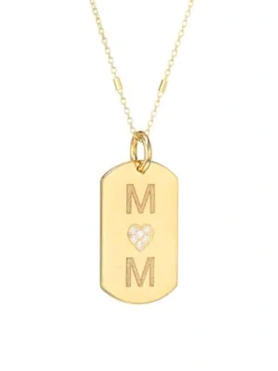 Zoë Chicco 14k Yellow Gold & Diamond Mom Small Dog Tag Pendant Necklace