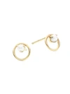 Zoë Chicco Small 14k Yellow Gold & 2mm Pearl Open Circle Stud Earrings