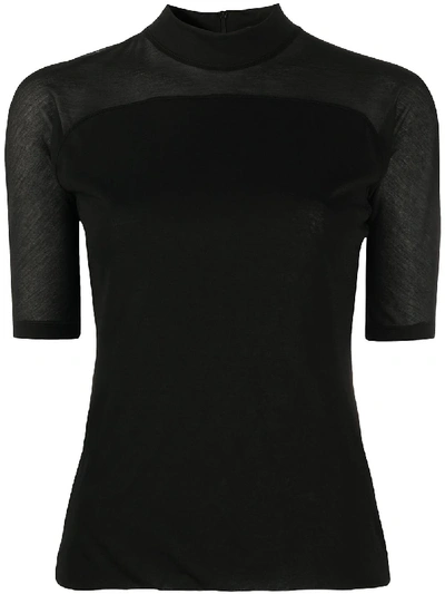 Andrea Ya'aqov Semi-sheer Short-sleeve Blouse In Black
