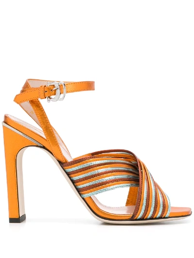 Pollini Crossover Strap Sandals In Orange