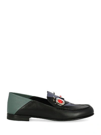 Fendi Loafers In Black, Green, Purple