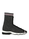 Fendi Metallic Stretch-knit Sneakers In Black