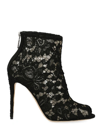 Dolce & Gabbana Ankle Boots In Beige, Black