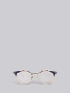 THOM BROWNE THOM BROWNE EYEWEAR TB814 - MATTE NAVY AND WHITE GOLD CLUBMASTER SUNGLASSES,TBS81414622563