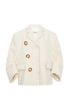Miu Miu Embroidered Puffed-sleeve Cady Jacket In Neutral