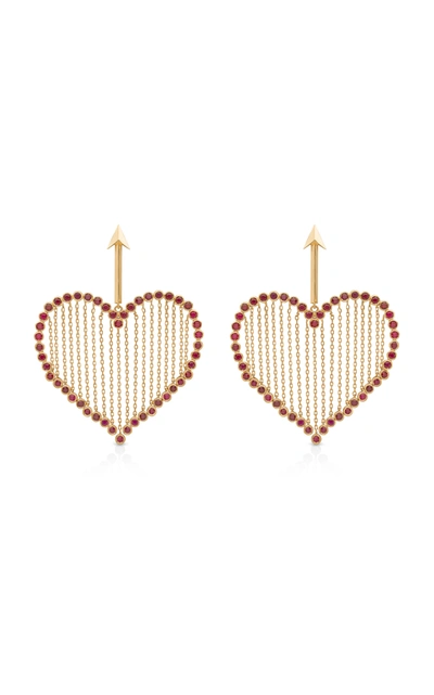 Aisha Baker Women's Cupid 18k Gold And Ruby Earrings In Red