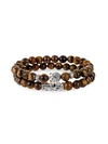 Eye Candy La Luka Silvertone & Tiger's Eye 2-piece Beaded Stretch Bracelet Set