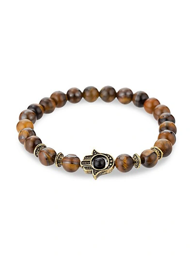 Eye Candy La Goldtone & Agate Beads Hamsa Hand Stretch Bracelet