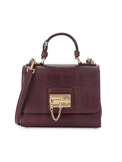 Dolce & Gabbana Textured Leather Satchel In Burgundy