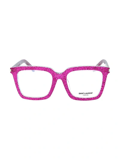 Saint Laurent 52mm Square Optical Glasses In Fuchsia