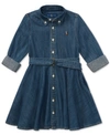 POLO RALPH LAUREN TODDLER AND LITTLE GIRLS BELTED COTTON CHINO SHIRTDRESS