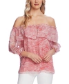 Vince Camuto Distressed Paisley Off The Shoulder Blouse In Coral Blossm