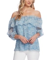 Vince Camuto Distressed Paisley Off The Shoulder Blouse In Rapture Blue
