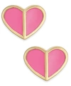 Kate Spade Gold-tone Heart Stud Earrings In Flamingo Pink