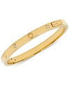 Kate Spade Cubic Zircona & Engraved Spade Bangle Bracelet In Gold