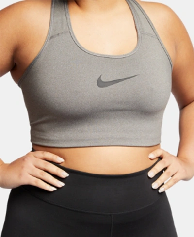 Nike Women's Swoosh Medium-support Non-padded Sports Bra (plus Size) In Carbon Heather/black