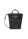 ACNE STUDIOS LOGO ZIP POCKET LEATHER PANELLED SMALL TOTE BAG
