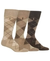 Polo Ralph Lauren 3-pack Argyle Socks In Khaki