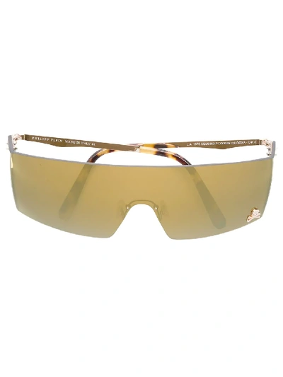 Philipp Plein Visor-style Rimless Sunglasses In Gold
