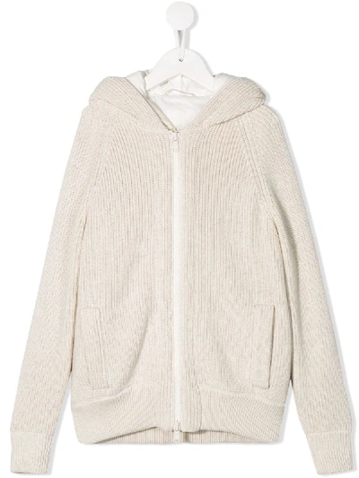 Brunello Cucinelli Kids' Hooded Cardigan (4-12 Years) In Neutrals