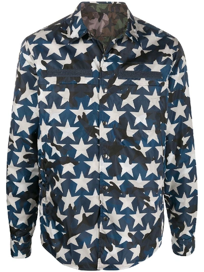 Valentino Camouflage Star-print Jacket In Blau
