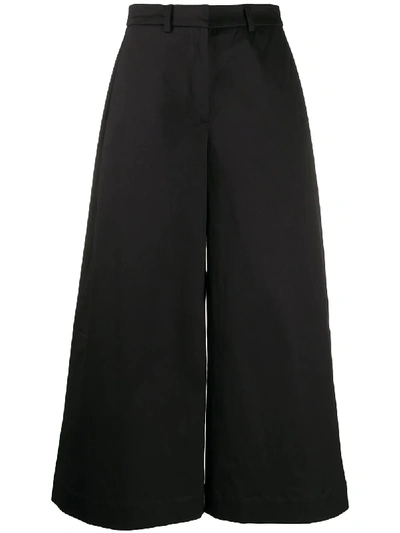 L'autre Chose Cropped Palazzo Trousers In Black