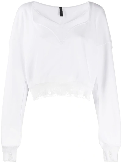 Ben Taverniti Unravel Project Distressed Detail Sweatshirt In White