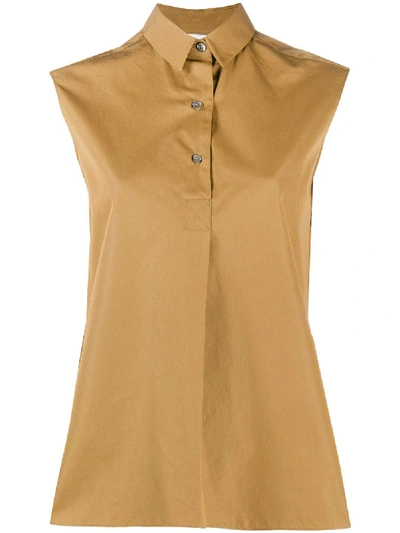 Aspesi Sleeveless Tailored Shirt In Brown