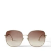 JIMMY CHOO MAMIE Light Gold Stainless Steel Square Sunglasses with Brown-Shaded Silver Mirror Lenses
