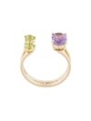 DELFINA DELETTREZ AMETHYST AND PERIDOT DOTS RING,NTL 1020.A X LA