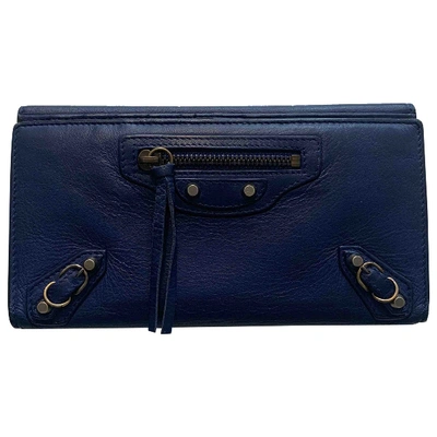 Pre-owned Balenciaga Leather Wallet In Blue