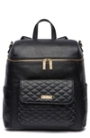 Luli Bebe Monaco Faux Leather Diaper Backpack In Ebony Black