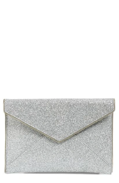 Rebecca Minkoff Leo Glitter Clutch In Silver