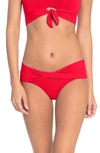 Robin Piccone Ava Twist Hipster Bikini Bottoms In Fiery Red