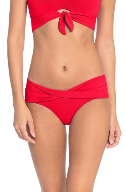Robin Piccone Ava Twist Hipster Bikini Bottoms In Fiery Red
