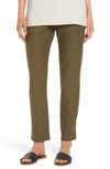 Eileen Fisher Stretch Crepe Slim Ankle Pants In Olive