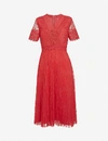 TED BAKER SEMI-SHEER FLORAL-LACE MIDI DRESS,R00113022