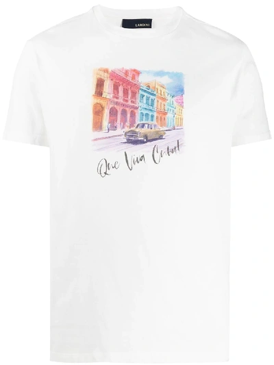 Lardini Cuba-print Cotton T-shirt In White