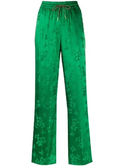 Essentiel Antwerp Drawstring Floral Pattern Trousers In Green