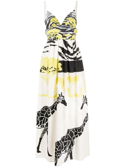 chinese dress ladies The Africa - Silk Puff Sleeve V-Neck Maxi Dress
