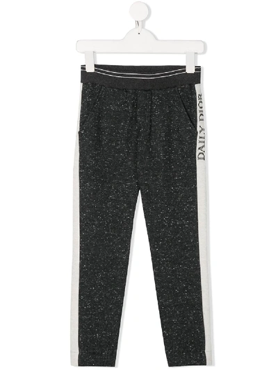 Baby Dior Kids' Logo Tape Track Trousers In Grey