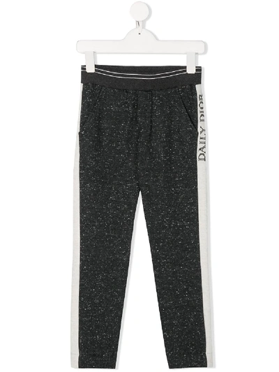 Baby Dior Kids' Logo Tape Track Pants In Grey