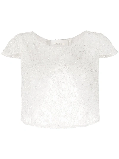 Loulou Sequin-embellished Lace Top In White