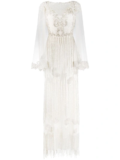 Loulou Beaded Long Dress In White