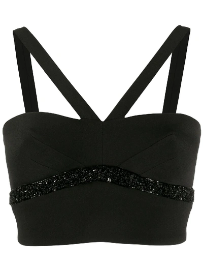 Loulou Sequin-embellished Cropped Top In Black