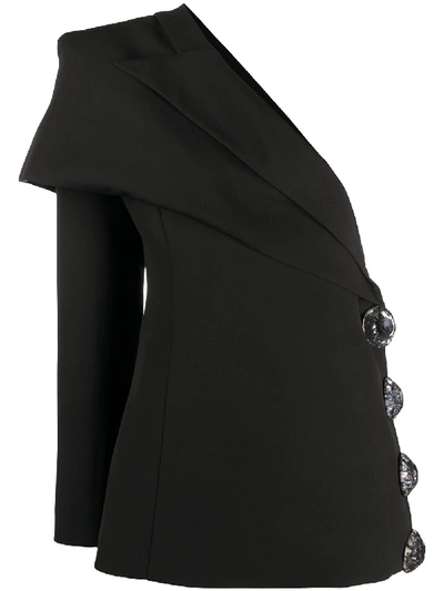 Loulou Off-shoulder Embellished Button Blazer In Black