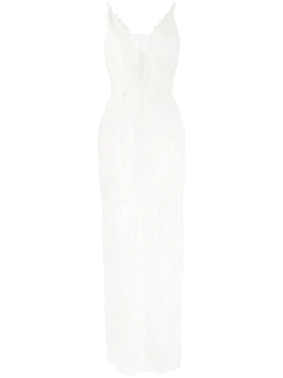 Loulou Plunge-neck Lace Maxi Dress In White