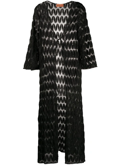 Missoni Decorative Knit Longline Cardigan In Black